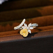 Load image into Gallery viewer, LUOWEND 18K White Gold Natural Yellow Diamond Ring for Women