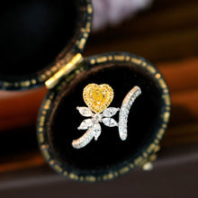 Load image into Gallery viewer, LUOWEND 18K White Gold Natural Yellow Diamond Ring for Women