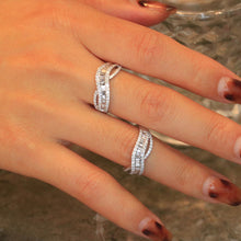 Load image into Gallery viewer, LUOWEND 18K White Gold Natural Diamond Ring for Women