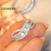Load image into Gallery viewer, LUOWEND 18K White Gold Natural Diamond Ring for Women