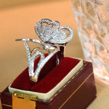 Load image into Gallery viewer, LUOWEND 18K White Gold Real Natural Diamond Ring for Women