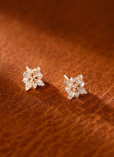 Load image into Gallery viewer, LUOWEND 18K White or Rose Gold Real Natural Diamond Stud Earrings for Women