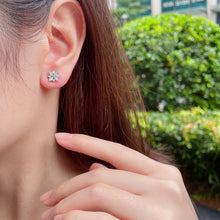 Load image into Gallery viewer, LUOWEND 18K White or Rose Gold Real Natural Diamond Stud Earrings for Women