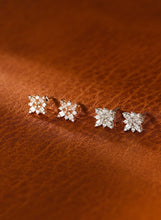 Load image into Gallery viewer, LUOWEND 18K White or Rose Gold Real Natural Diamond Stud Earrings for Women