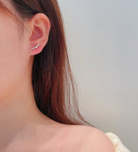 Load image into Gallery viewer, LUOWEND 18K White or Rose Gold Real Natural Diamond Stud Earrings for Women