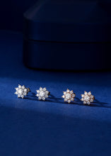 Load image into Gallery viewer, LUOWEND 18K White Gold Real Natural Diamond Stud Earrings for Women