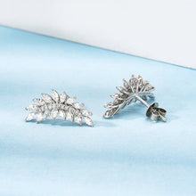 Load image into Gallery viewer, LUOWEND 18K White Gold Real Natural Diamond Stud Earrings for Women