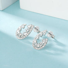 Load image into Gallery viewer, LUOWEND 18K White Gold Real Natural Diamond Stud Earrings for Women