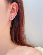 Load image into Gallery viewer, LUOWEND 18K White Gold Real Natural Diamond Stud Earrings for Women