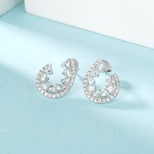 Load image into Gallery viewer, LUOWEND 18K White Gold Real Natural Diamond Stud Earrings for Women