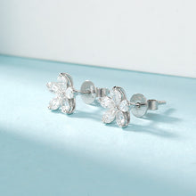 Load image into Gallery viewer, LUOWEND 18K White Gold Real Natural Diamond Stud Earrings for Women