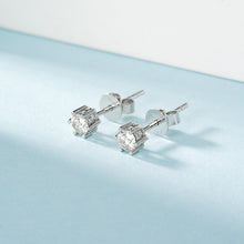Load image into Gallery viewer, LUOWEND 18K White Gold Real Natural Diamond Stud Earrings for Women