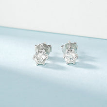 Load image into Gallery viewer, LUOWEND 18K White Gold Real Natural Diamond Stud Earrings for Women