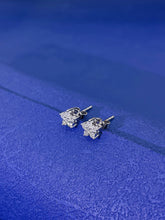 Load image into Gallery viewer, LUOWEND 18K White Gold Real Natural Diamond Stud Earrings for Women