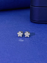 Load image into Gallery viewer, LUOWEND 18K White Gold Real Natural Diamond Stud Earrings for Women