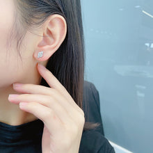 Load image into Gallery viewer, LUOWEND 18K White or Rose Gold Real Natural Diamond Stud Earrings for Women