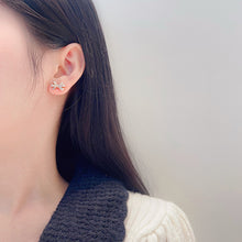 Load image into Gallery viewer, LUOWEND 18K White or Rose Gold Real Natural Diamond Stud Earrings for Women