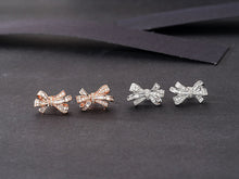 Load image into Gallery viewer, LUOWEND 18K White or Rose Gold Real Natural Diamond Stud Earrings for Women