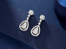 Load image into Gallery viewer, LUOWEND 18K White Gold Real Natural Diamond Stud Earrings for Women