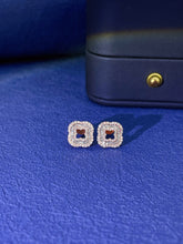 Load image into Gallery viewer, LUOWEND 18K White or Rose Gold Real Natural Diamond Stud Earrings for Women