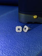 Load image into Gallery viewer, LUOWEND 18K White or Rose Gold Real Natural Diamond Stud Earrings for Women