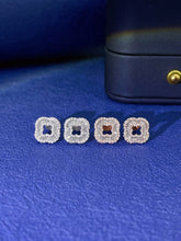 Load image into Gallery viewer, LUOWEND 18K White or Rose Gold Real Natural Diamond Stud Earrings for Women