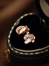 Load image into Gallery viewer, LUOWEND 18K White or Rose Gold Real Natural Diamond Stud Earrings for Women