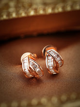 Load image into Gallery viewer, LUOWEND 18K White or Rose Gold Real Natural Diamond Stud Earrings for Women