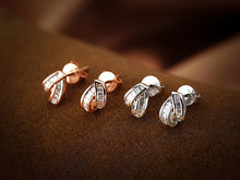 Load image into Gallery viewer, LUOWEND 18K White or Rose Gold Real Natural Diamond Stud Earrings for Women