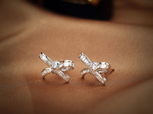 Load image into Gallery viewer, LUOWEND 18K White or Rose Gold Real Natural Diamond Stud Earrings for Women