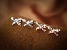 Load image into Gallery viewer, LUOWEND 18K White or Rose Gold Real Natural Diamond Stud Earrings for Women