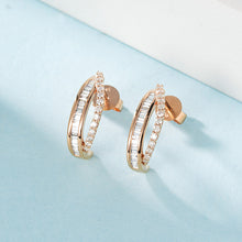 Load image into Gallery viewer, LUOWEND 18K White or Rose Gold Real Natural Diamond Stud Earrings for Women