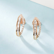 Load image into Gallery viewer, LUOWEND 18K White or Rose Gold Real Natural Diamond Stud Earrings for Women