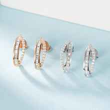 Load image into Gallery viewer, LUOWEND 18K White or Rose Gold Real Natural Diamond Stud Earrings for Women