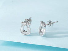 Load image into Gallery viewer, LUOWEND 18K White or Rose Gold Real Natural Diamond Stud Earrings for Women