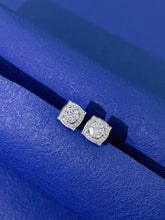 Load image into Gallery viewer, LUOWEND 18K White or Rose Gold Real Natural Diamond Stud Earrings for Women