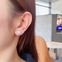 Load image into Gallery viewer, LUOWEND 18K White or Rose Gold Real Natural Diamond Stud Earrings for Women