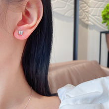 Load image into Gallery viewer, LUOWEND 18K White or Rose Gold Real Natural Diamond Stud Earrings for Women