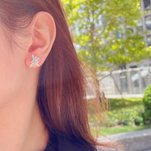 Load image into Gallery viewer, LUOWEND 18K White Gold Real Natural Diamond Stud Earrings for Women
