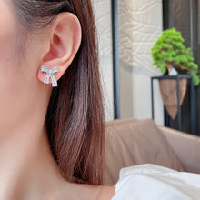 Load image into Gallery viewer, LUOWEND 18K White or Rose Gold Real Natural Diamond Stud Earrings for Women
