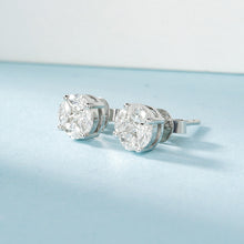Load image into Gallery viewer, LUOWEND 18K White Gold Real Natural Diamond Stud Earrings for Women