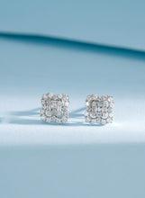 Load image into Gallery viewer, LUOWEND 18K White or Rose Gold Real Natural Diamond Stud Earrings for Women