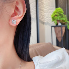 Load image into Gallery viewer, LUOWEND 18K White or Rose Gold Real Natural Diamond Stud Earrings for Women