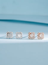 Load image into Gallery viewer, LUOWEND 18K White or Rose Gold Real Natural Diamond Stud Earrings for Women