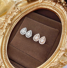 Load image into Gallery viewer, LUOWEND 18K White or Rose Gold Real Natural Diamond Stud Earrings for Women