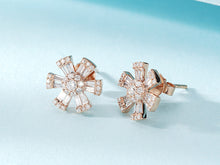 Load image into Gallery viewer, LUOWEND 18K White or Rose Gold Real Natural Diamond Stud Earrings for Women