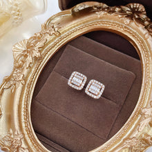 Load image into Gallery viewer, LUOWEND 18K White or Rose Gold Real Natural Diamond Stud Earrings for Women