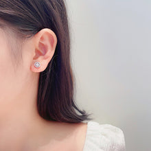 Load image into Gallery viewer, LUOWEND 18K White or Rose Gold Real Natural Diamond Stud Earrings for Women