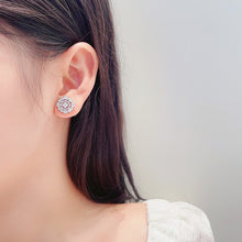 Load image into Gallery viewer, LUOWEND 18K White or Rose Gold Real Natural Diamond Stud Earrings for Women