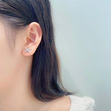 Load image into Gallery viewer, LUOWEND 18K White or Rose Gold Real Natural Diamond Stud Earrings for Women